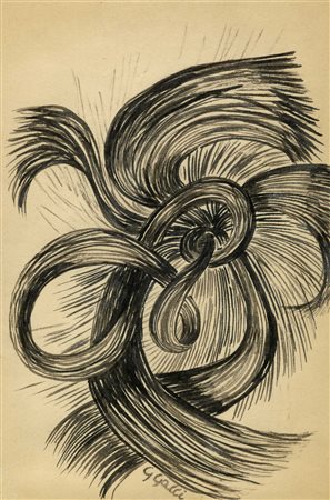 Gino Galli, Riflessi in un occhio. 1914 ca. Inchiostro acquarellato. mm...