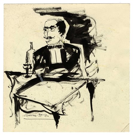 Nerino Nannetti (Neri), Futurista Marinetti. Acquerello, penna e inchiostro...