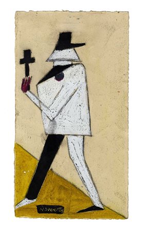 Vieri Nannetti, Prete futurista. Tempera su carta greve. mm 220x120. Firmata...