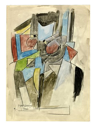 Ivo Pannaggi, Figura futurista. 1927. Acquerello, carboncino, penna e...