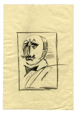 Enrico Prampolini, Ritratto di Filippo Tommaso Marinetti. Carboncino su...