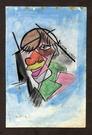 Lucio Venna Landsmann, Rimmel. Il trucco futurista. Acquerello, carboncino,...