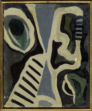 Enrico Bordoni, Composizione n. 2. 1945. Olio su tela. cm 30,5x25,5. Firma e...