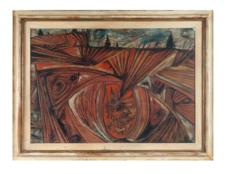 Bruno Brunetti, Ricordo dell'Elba. 1959. Tecnica mista su tela. cm 70x100....