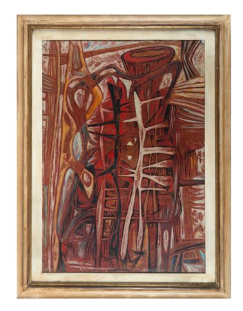 Bruno Brunetti, Senza titolo. 1959. Tecnica mista su tela. cm 100x70. Firmata...