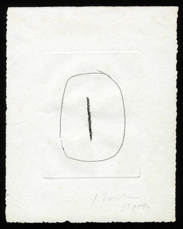 Lucio Fontana, Concetto spaziale. 1962. Acquaforte con taglio. mm 147x114....