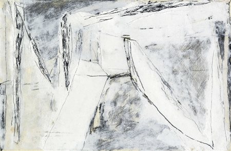 Franco Guerzoni, Senza titolo. 1992. Tempera bianca e carboncino su cartone....