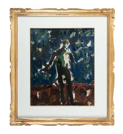 Silvio Loffredo, Senza titolo. Olio su cartone. cm 60x50. Firma in basso a...