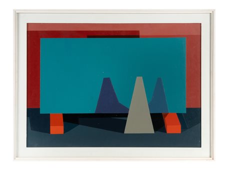 Luciano Ori, Composizione formale. 1960. Olio su masonite. cm 50x70. Firma al...