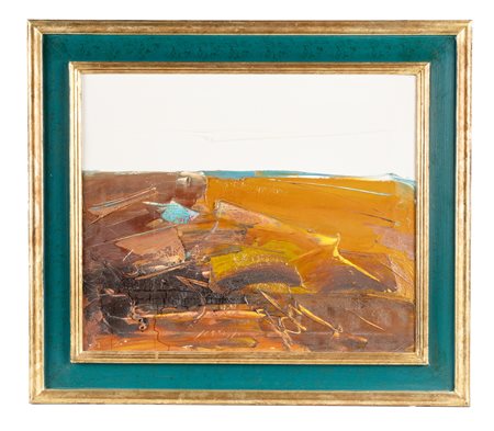 Sergio Scatizzi, Paesaggio. Olio su tela. cm 50,5x60. Firmato in basso al...