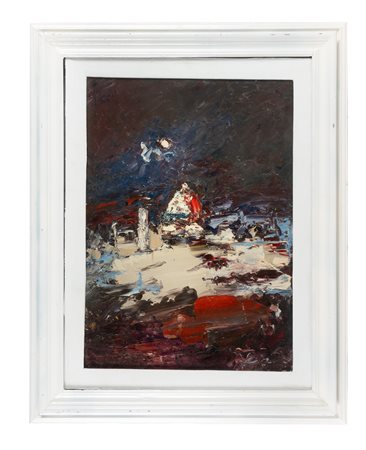 Sergio Scatizzi, Senza titolo (Firenze). Olio su masonite. cm 70x50. Firma in...