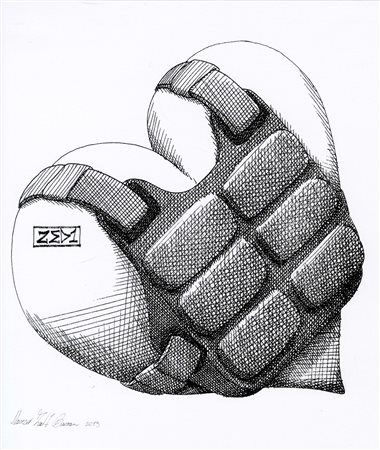 Zed1, Quel cuore da proteggere. Quel cervello da evitare. 2019. Serigrafie....