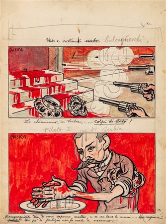 Nasica (Augusto Majani) - Usi e costumi serbi - Pilato I Re di Serbia, early 1900s