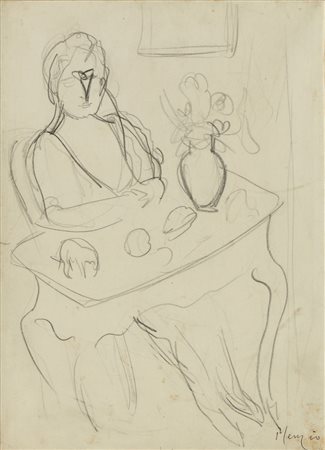 MENZIO FRANCESCO (1899 - 1979) - RAGAZZA AL TAVOLO .