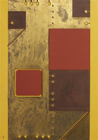 CONTE MICHELANGELO (1913 - 1996) - RILIEVO COLLAGE GIALLO.