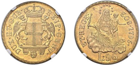 GENOVA - DOGI BIENNALI (III fase, 1637-1797) - 96 lire 1796, stella (1814).