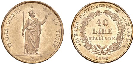MILANO - GOVERNO PROVVISORIO DI LOMBARDIA (1848) - 40 lire 1848.