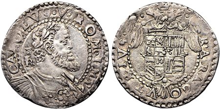 NAPOLI - CARLO V (1516-1554) - Mezzo ducato, sigla IBR, s.d.