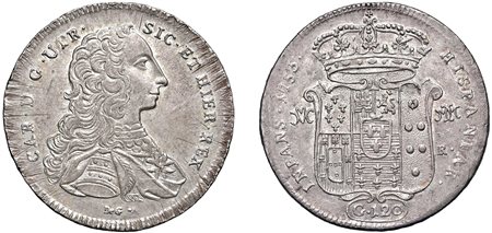 NAPOLI - CARLO DI BORBONE (1734-1759) - Piastra da 120 grana, 1753.