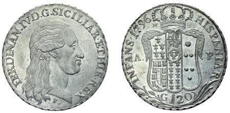 NAPOLI - FERDINANDO IV (1759-1816) - Piastra 1796, IX tipo.