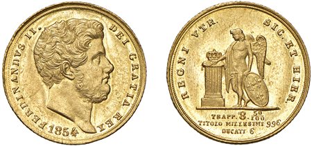 NAPOLI - FERDINANDO II (1830-1859) - 6 ducati 1854, II tipo.