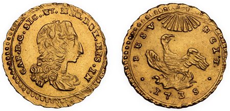 PALERMO - CARLO DI BORBONE (1734-1759) - Oncia 1735, III tipo.