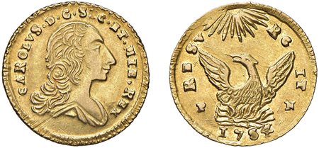 PALERMO - CARLO DI BORBONE (1734-1759) - Oncia 1754, IX tipo.