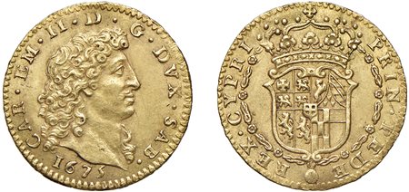 CARLO EMANUELE II (1648-1675) - Doppia 1675, IV tipo, Torino.