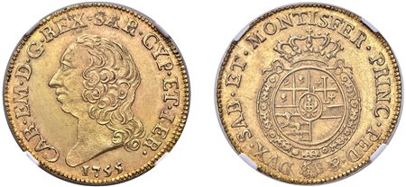 CARLO EMANUELE III, secondo periodo (1755-1773) - Doppia 1755, Torino.