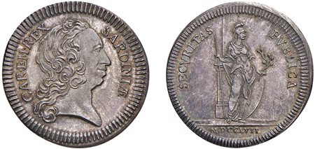 CARLO EMANUELE III, secondo periodo (1755-1773) - Gettone in argento, 1757, Torino.