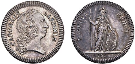 CARLO EMANUELE III, secondo periodo (1755-1773) - Gettone in argento, 1766, Torino.