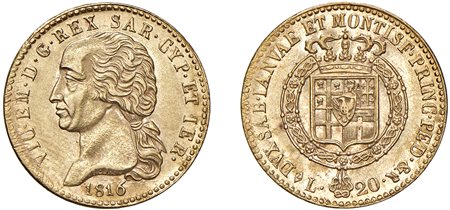 VITTORIO EMANUELE I (1802-1821) - 20 lire 1816, I tipo, Torino.