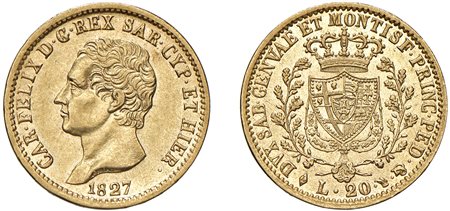 CARLO FELICE (1821-1831) - 20 lire 1827, Torino.