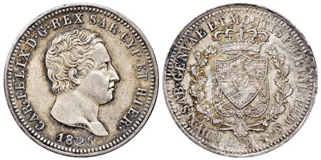 CARLO FELICE (1821-1831) - 2 lire 1825, Torino.