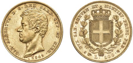 CARLO ALBERTO (1831-1849) - 100 lire 1842, Torino.