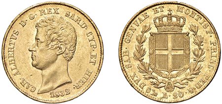 CARLO ALBERTO (1831-1849) - 20 lire 1832, Genova, FERT.