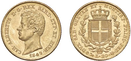CARLO ALBERTO (1831-1849) - 20 lire 1849, Genova.