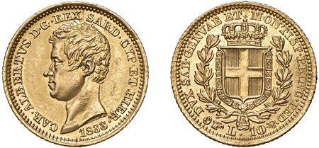 CARLO ALBERTO (1831-1849) - 10 lire 1833, Torino.
