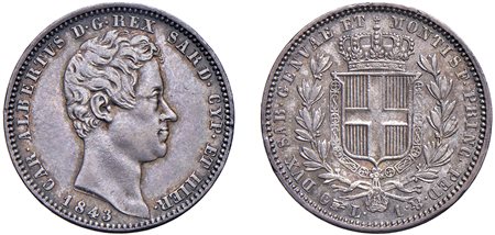 CARLO ALBERTO (1831-1849) - 1 lira 1843, Torino.