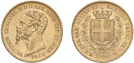 VITTORIO EMANUELE II, Re di Sardegna (1849-1861) - 20 lire 1860, Genova.