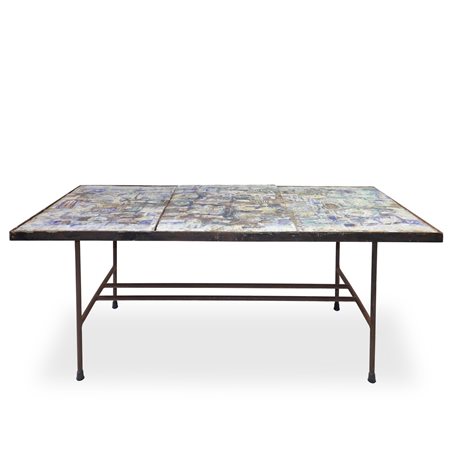 Tavolino da caffè con piano rettangolare con piastrelle colorate, 60&#39;s