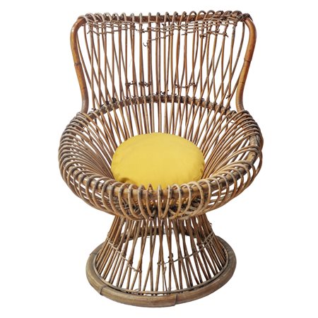 Franco Albini (Robbiate 1905 - Milano 1977)  - Poltrona modello Margherita, struttura composta da canne di giunco d'India e Malacca