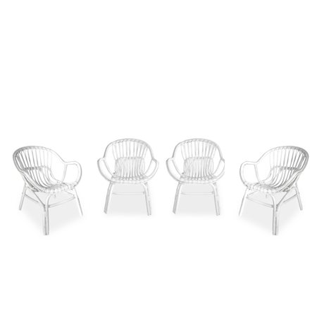 N°4  poltrone in rattan a culla smaltate bianche