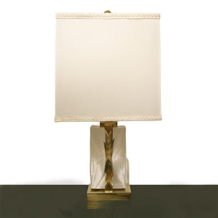 Lampada da tavolo in ottone e vetro acrilico, 70&#39;s