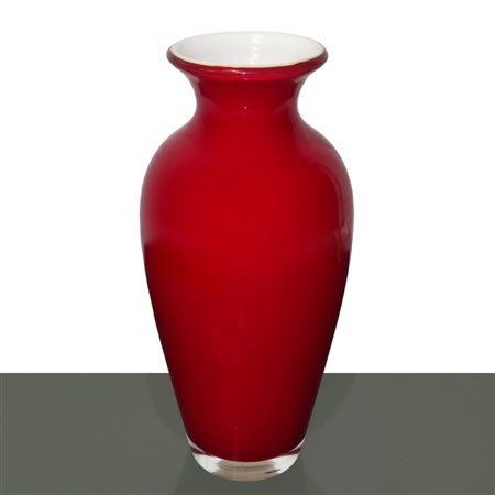 Carlo Nason - Vaso in vetro di Murano rosso con collo svasato