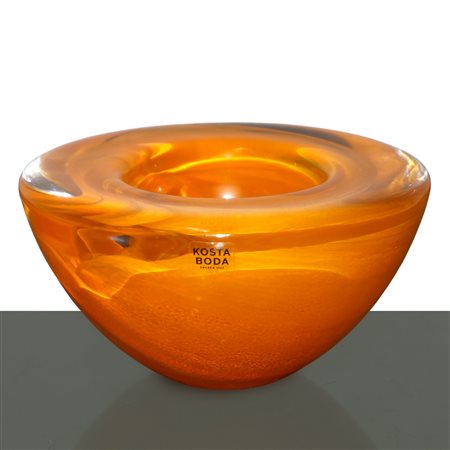 Kosta Boda (Kosta, Sweden 1742)  - Portacero ATOLLO in vetro arancione