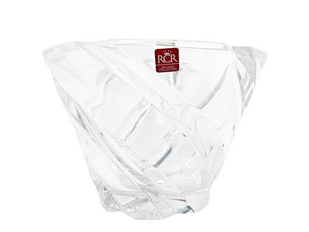 Vaso in cristallo di forma troncoconica con profonde costolature incise, firmato Collection da Vinci