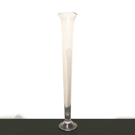 Vaso monofiore in vetro bianco, 20th century