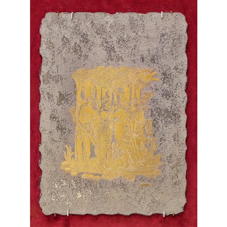 Venini - Giudizio di Paride in foglia oro su vetro, 1970