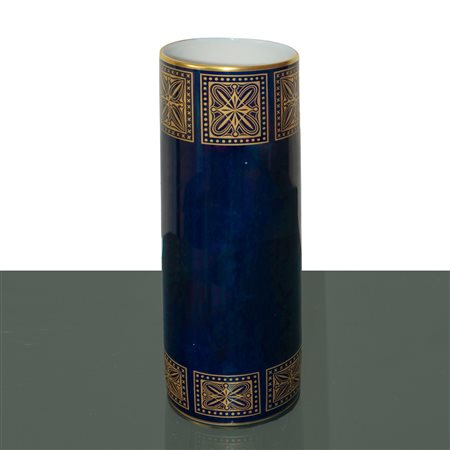 Hutschenreuther Germany - Vaso Kobalt in porcellana blu con decori dorati, 20th century